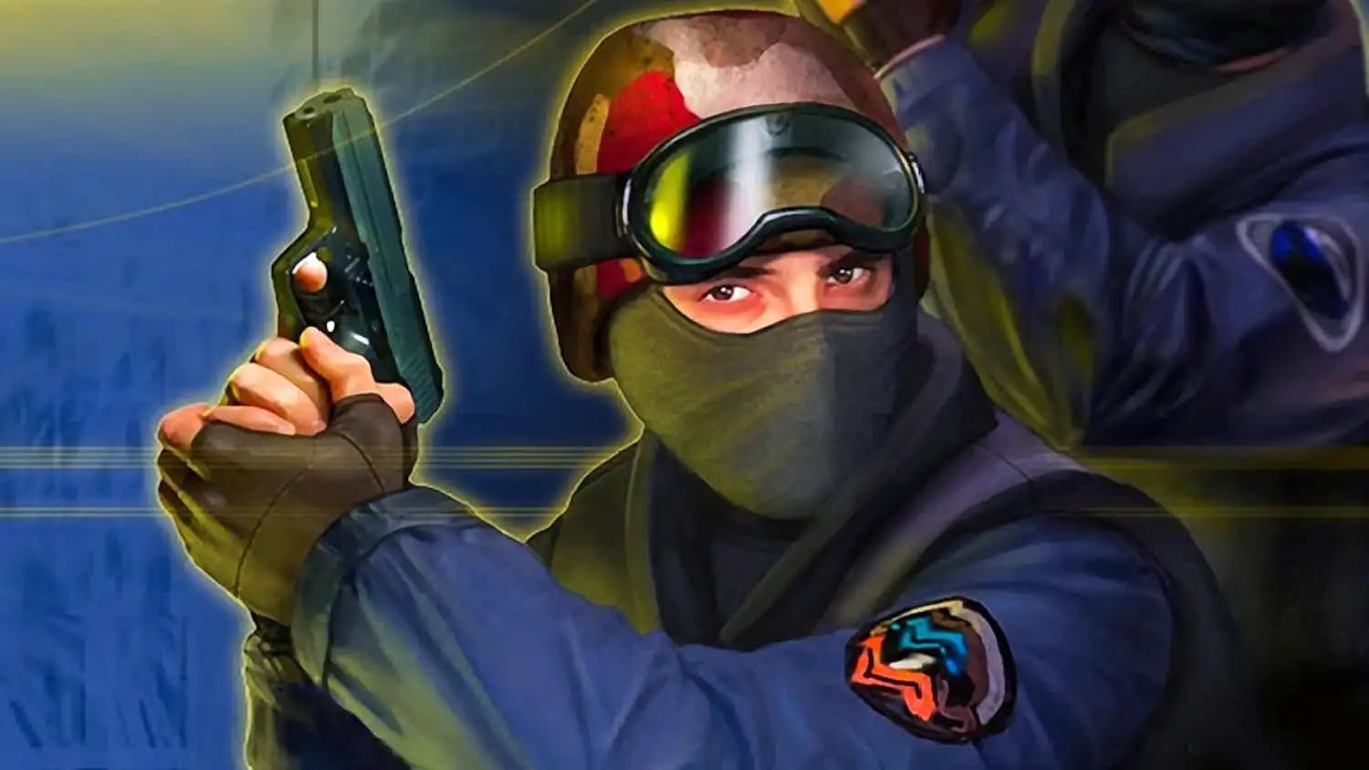 Personaje de Counter-Strike 1.6 en acción con un arma