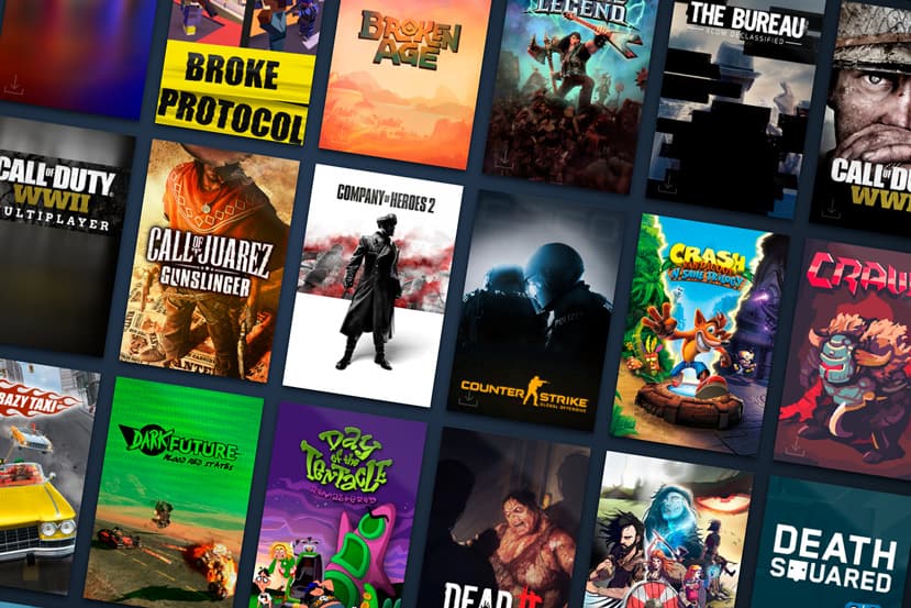 Captura de la biblioteca personal de Steam, mostrando una colección de videojuegos del usuario