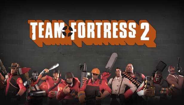 Todos los personajes disponibles de Team Fortress 2 con el título de la entrega en la parte superior